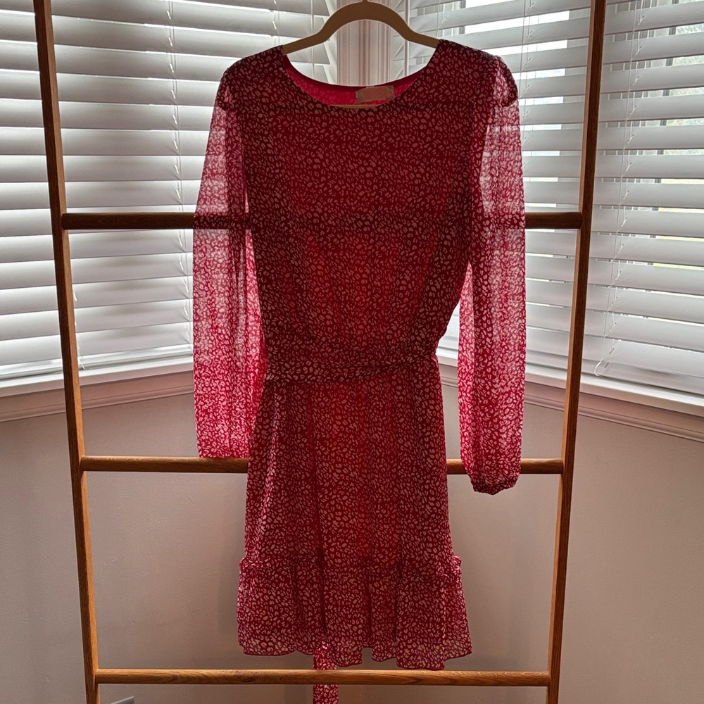 Red and white long sleeved dress